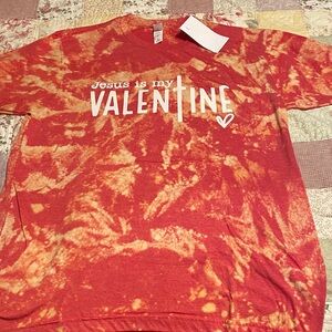 Tultex Red Tie-Dye T-Shirt JESUS IS MY VALENTINE Large NWT